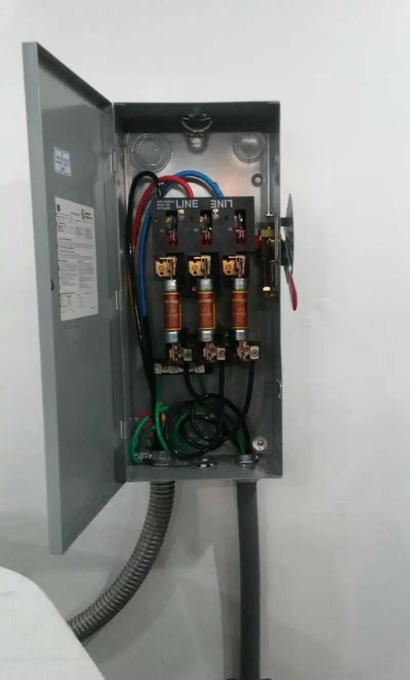 Three-phase disconnect switch installed for Smoke Detector Installation in Mineola